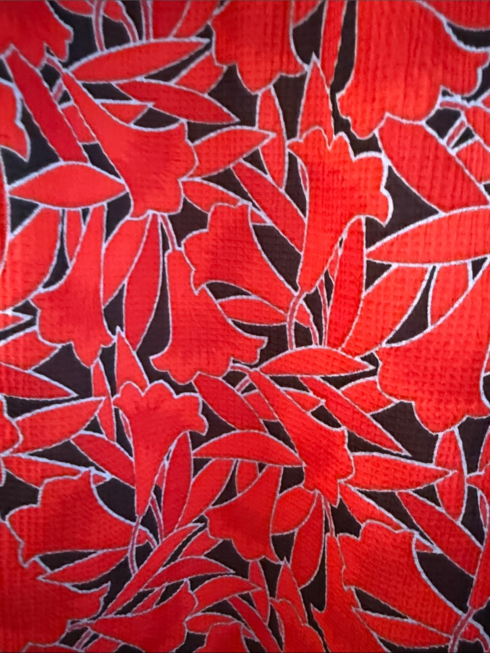 Ann Taylor Red Floral Smocked Yoke Blouse with Red Leaf Print Smocked Cuffs XS - Picture 10 of 14